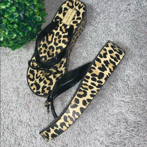 NWOT Kate spade RHETT wedge flip flops Black &Tan Size 9 - Picture 5 of 8